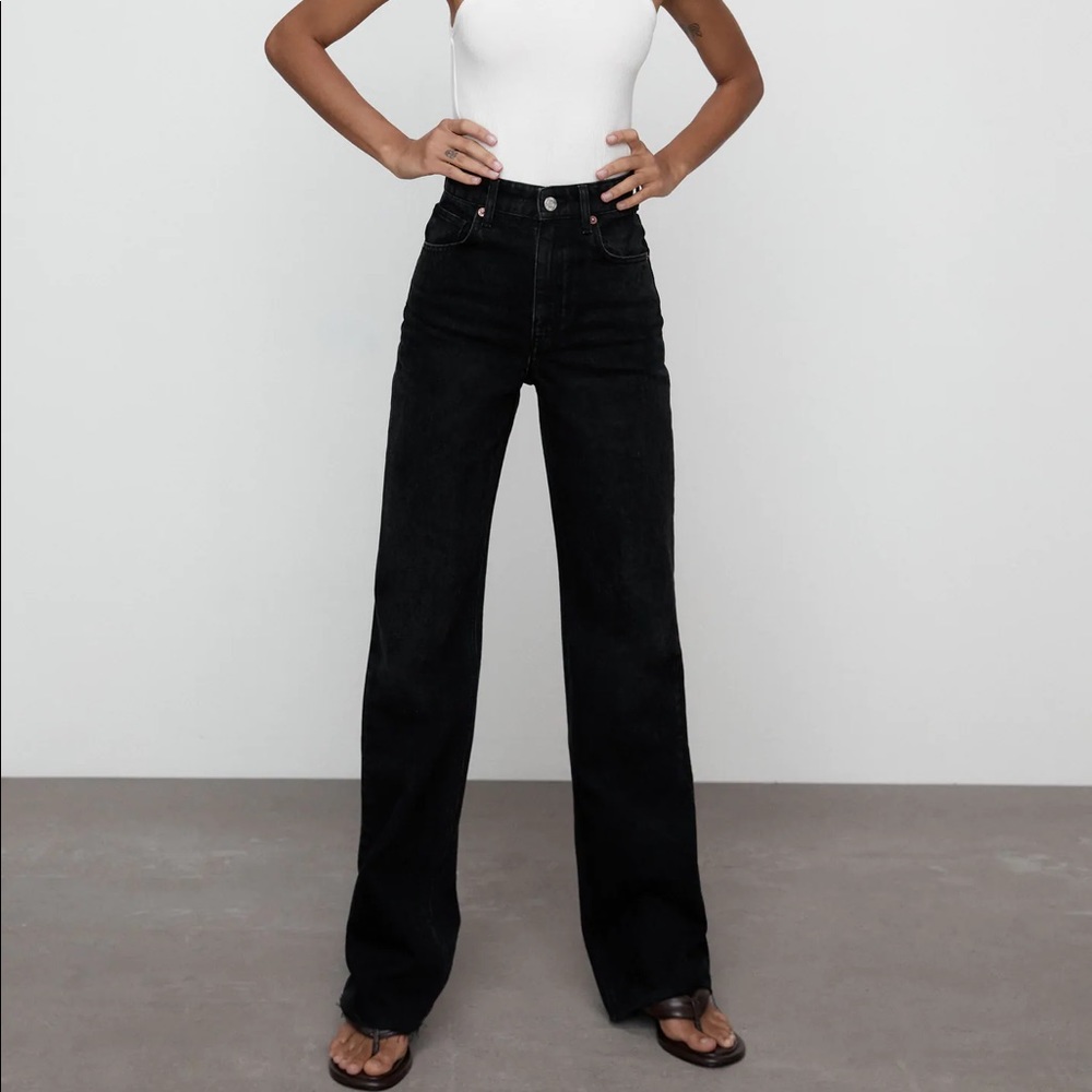 NWT Zara Wide Leg Full Length Jeans